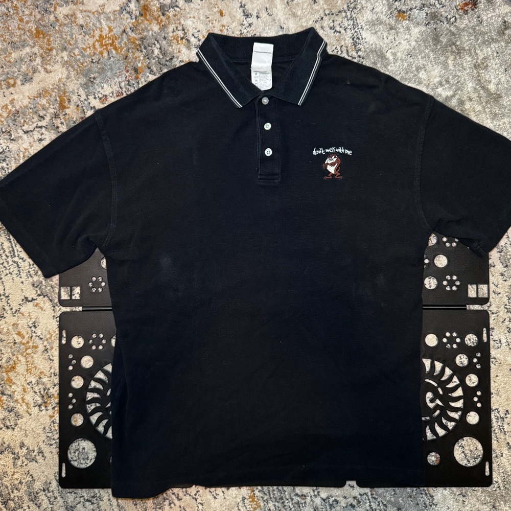 Vintage Taz Looney Tunes “Don’t Mess With Me” Polo Shirt (Size M)